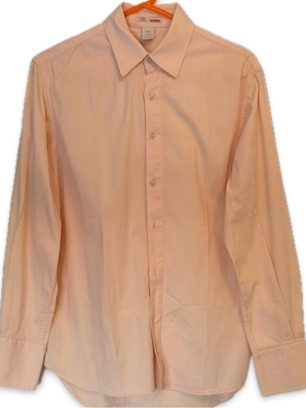 Groggy Men’s Soft Pink Button Up Long Sleeve Shirt Rounded Hem Stretch Medium